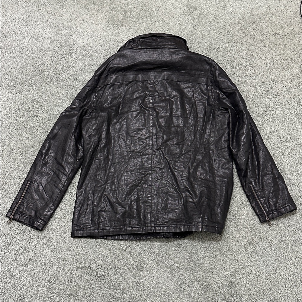 John Varvatos Collection Black Coated Linen Jacket w/ stow hood men’s 56 - Picture 4 of 13